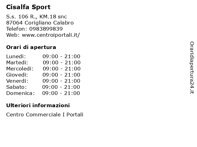 Cisalfa Sport a Corigliano Calabro: indirizzo e orari di apertura