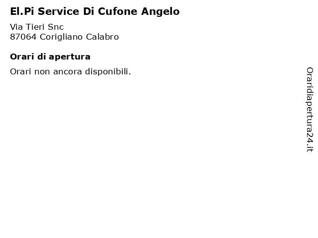 El.Pi Service Di Cufone Angelo a Corigliano Calabro: indirizzo e orari di apertura