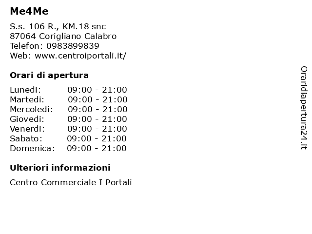 Me4Me a Corigliano Calabro: indirizzo e orari di apertura
