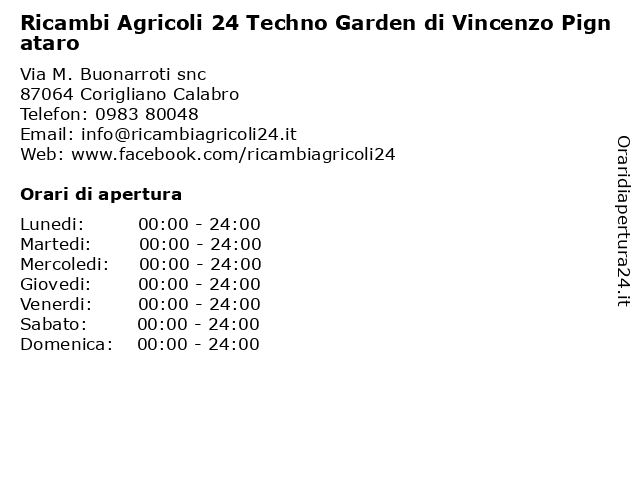 Ricambi Agricoli 24 Techno Garden di Vincenzo Pignataro a Corigliano Calabro: indirizzo e orari di apertura