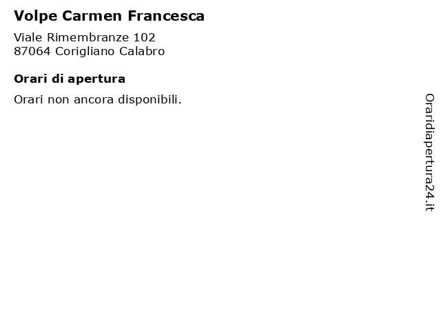 Volpe Carmen Francesca a Corigliano Calabro: indirizzo e orari di apertura