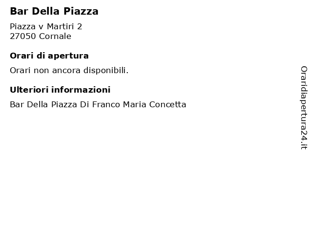 Bar Della Piazza a Cornale: indirizzo e orari di apertura