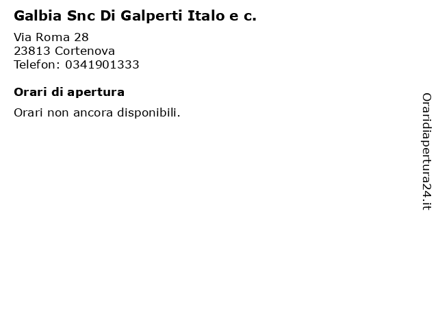 Galbia Snc Di Galperti Italo e c. a Cortenova: indirizzo e orari di apertura