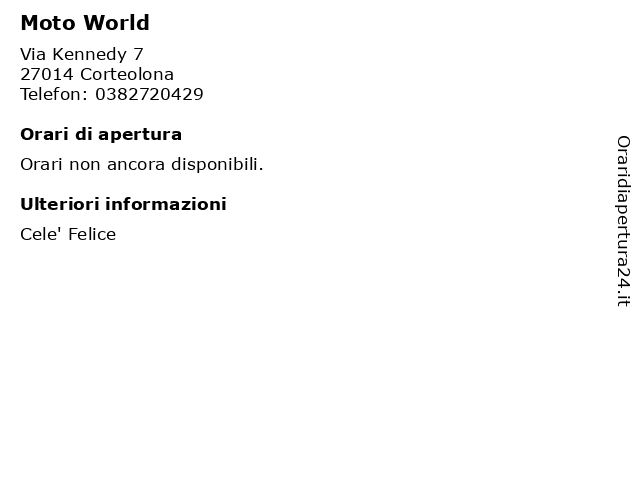 Moto World a Corteolona: indirizzo e orari di apertura