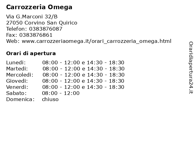 Carrozzeria Omega a Corvino San Quirico: indirizzo e orari di apertura