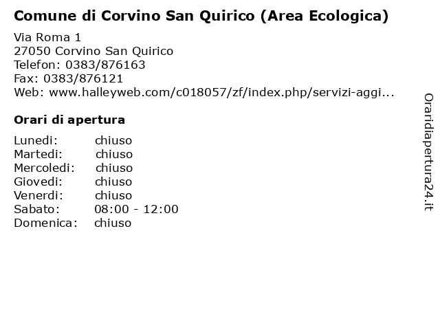 Comune di Corvino San Quirico (Area Ecologica) a Corvino San Quirico: indirizzo e orari di apertura