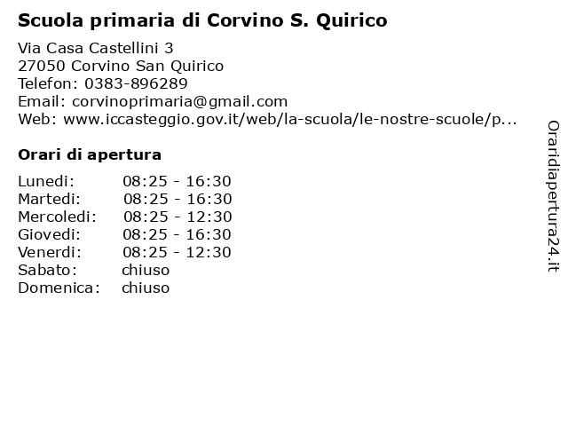 Scuola primaria di Corvino S. Quirico a Corvino San Quirico: indirizzo e orari di apertura