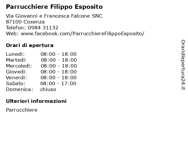 Parrucchiere Filippo Esposito a Cosenza: indirizzo e orari di apertura
