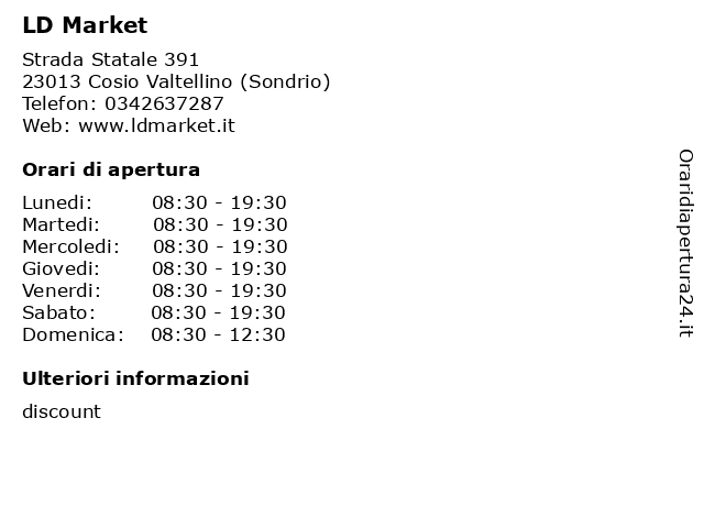 LD Market a Cosio Valtellino (Sondrio): indirizzo e orari di apertura