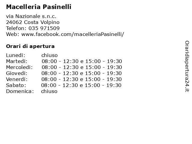 Macelleria Pasinelli a Costa Volpino: indirizzo e orari di apertura