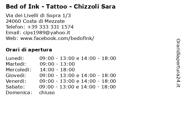 Bed of Ink - Tattoo - Chizzoli Sara a Costa di Mezzate: indirizzo e orari di apertura