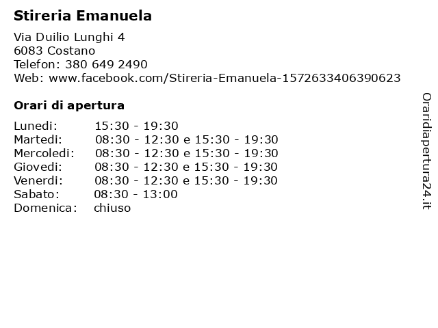 Stireria Emanuela a Costano: indirizzo e orari di apertura