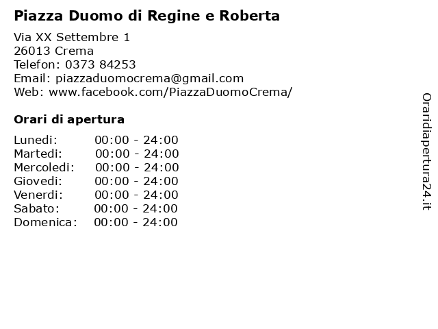 Piazza Duomo di Regine e Roberta a Crema: indirizzo e orari di apertura