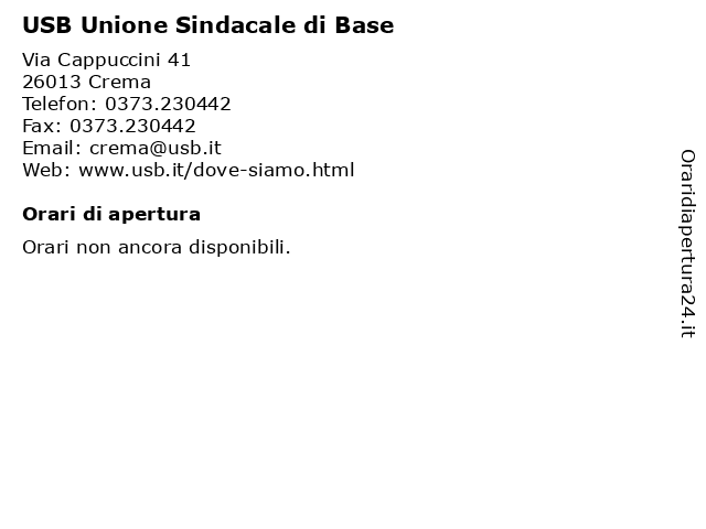 USB Unione Sindacale di Base a Crema: indirizzo e orari di apertura