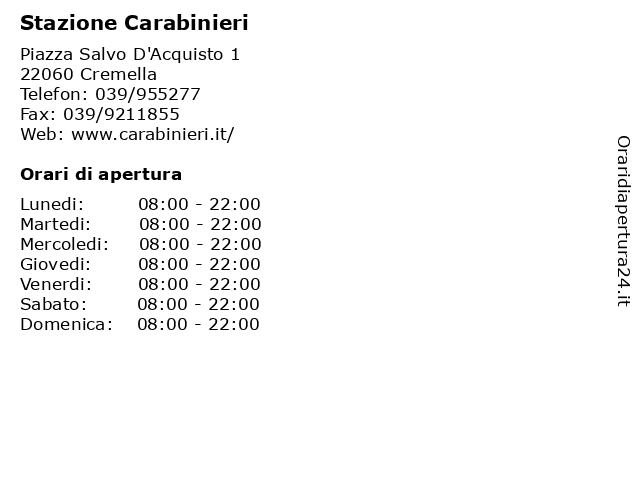 Stazione Carabinieri a Cremella: indirizzo e orari di apertura