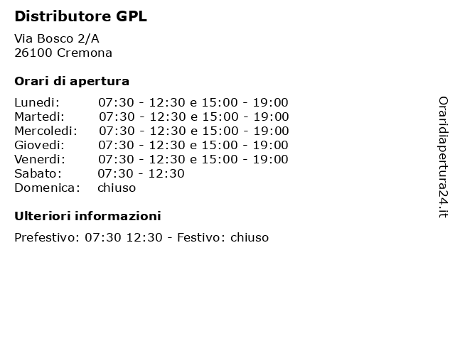 Distributore GPL a Cremona: indirizzo e orari di apertura
