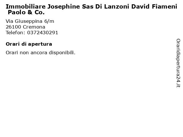 Immobiliare Josephine Sas Di Lanzoni David Fiameni Paolo & Co. a Cremona: indirizzo e orari di apertura