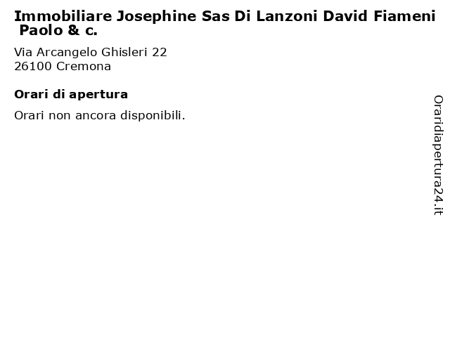 Immobiliare Josephine Sas Di Lanzoni David Fiameni Paolo & c. a Cremona: indirizzo e orari di apertura