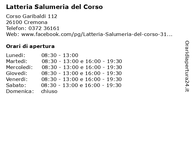 Latteria Salumeria del Corso a Cremona: indirizzo e orari di apertura