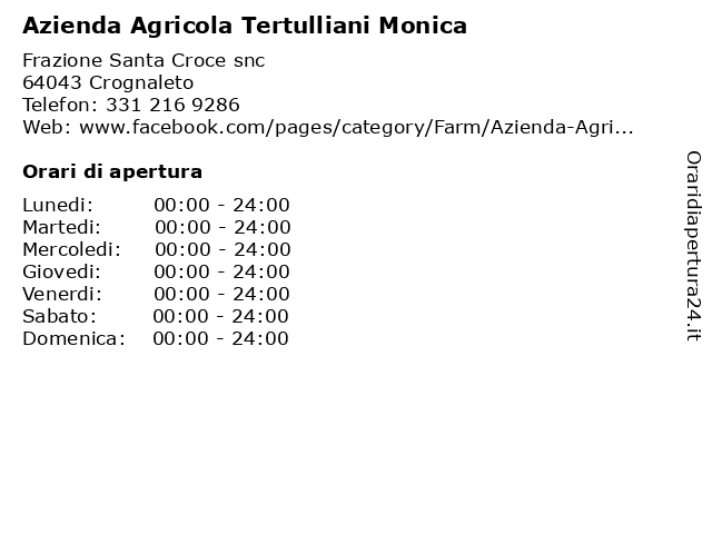 Azienda Agricola Tertulliani Monica a Crognaleto: indirizzo e orari di apertura