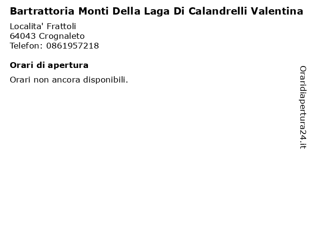 Bartrattoria Monti Della Laga Di Calandrelli Valentina a Crognaleto: indirizzo e orari di apertura
