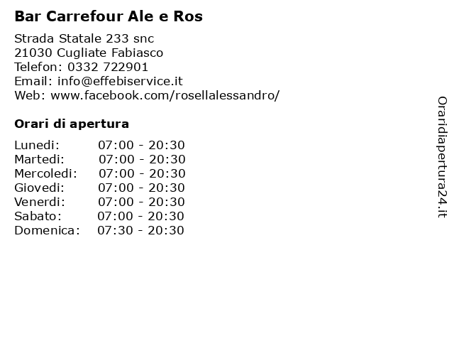 Bar Carrefour Ale e Ros a Cugliate Fabiasco: indirizzo e orari di apertura