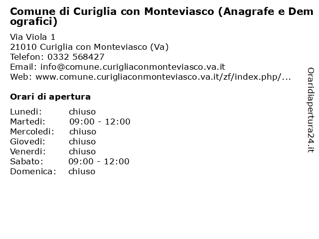 Comune di Curiglia con Monteviasco (Anagrafe e Demografici) a Curiglia con Monteviasco (Va): indirizzo e orari di apertura