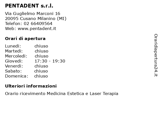 PENTADENT s.r.l. a Cusano Milanino (MI): indirizzo e orari di apertura