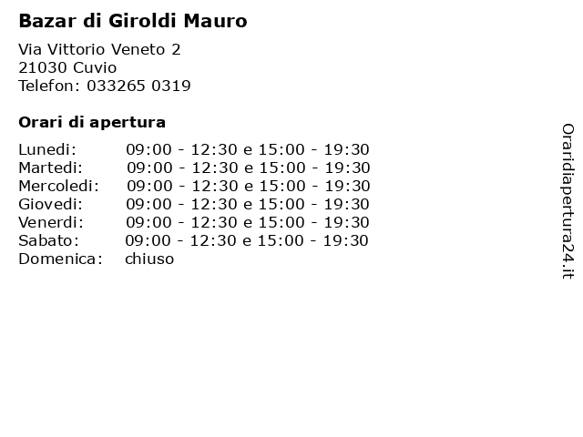 Bazar di Giroldi Mauro a Cuvio: indirizzo e orari di apertura