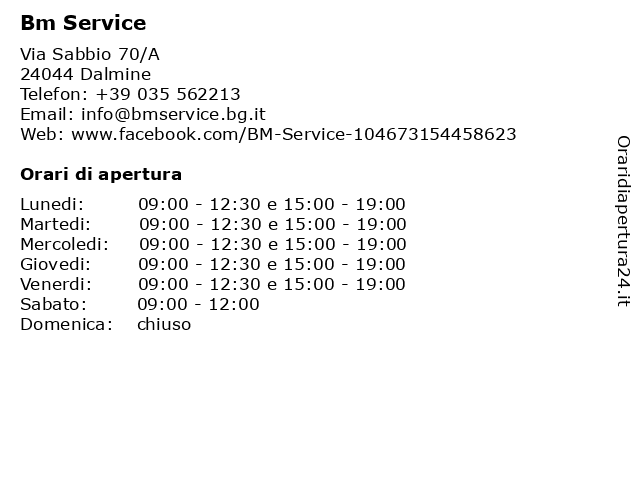 Bm Service a Dalmine: indirizzo e orari di apertura