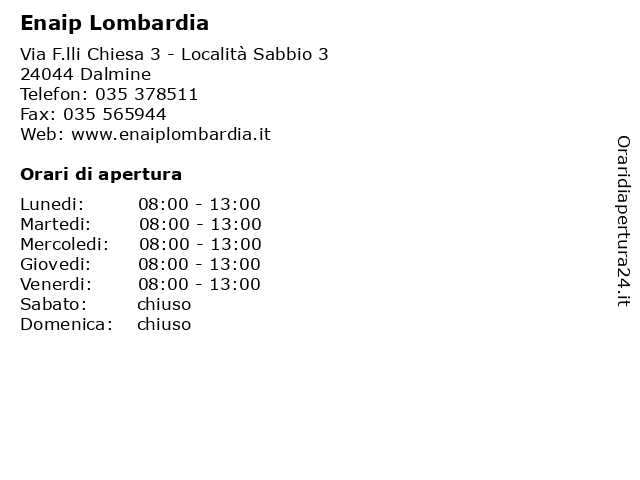 Enaip Lombardia a Dalmine: indirizzo e orari di apertura