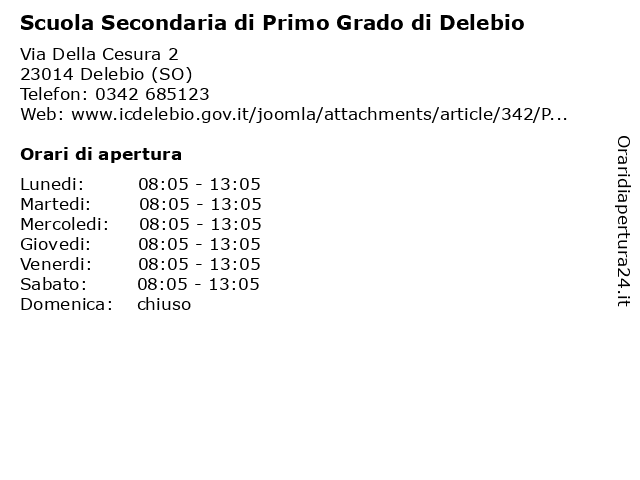 Scuola Secondaria di Primo Grado di Delebio a Delebio (SO): indirizzo e orari di apertura