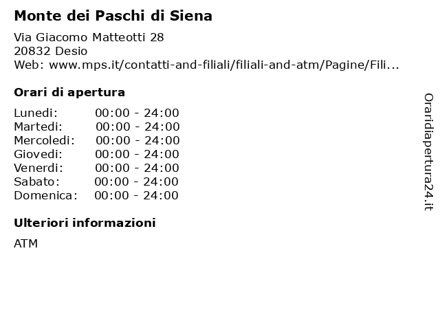 ᐅ Orari di apertura „Monte dei Paschi di Siena" | Via ...