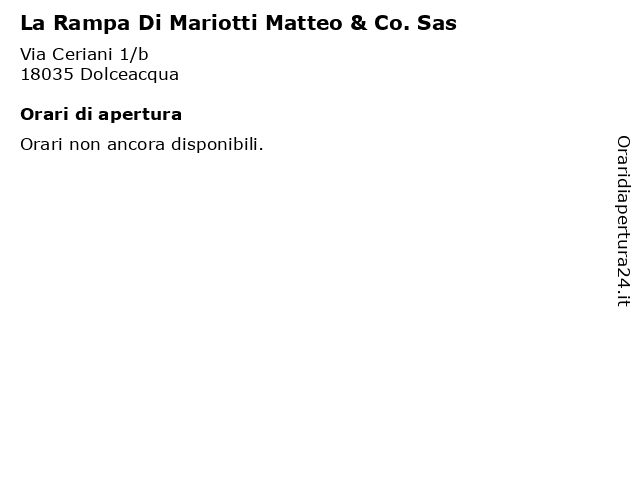 La Rampa Di Mariotti Matteo & Co. Sas a Dolceacqua: indirizzo e orari di apertura