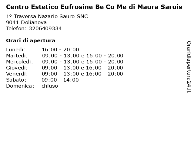 Centro Estetico Eufrosine Be Co Me di Maura Saruis a Dolianova: indirizzo e orari di apertura