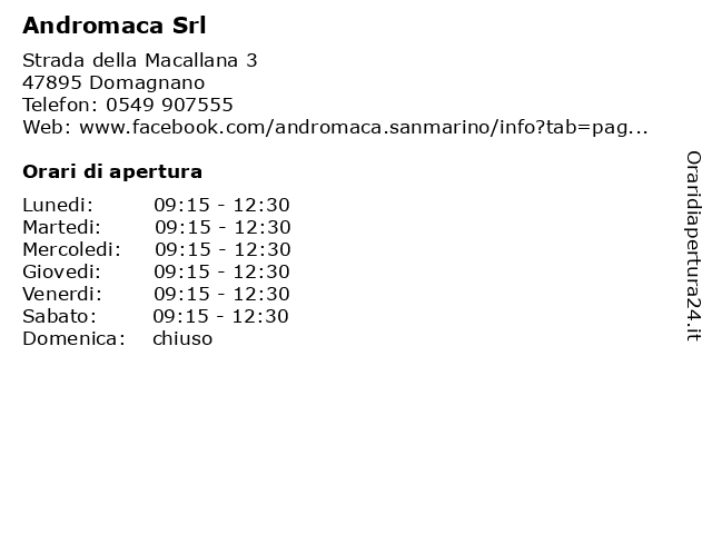 Andromaca Srl a Domagnano: indirizzo e orari di apertura