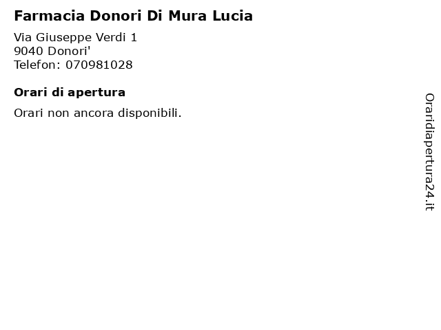 Farmacia Donori Di Mura Lucia a Donori': indirizzo e orari di apertura