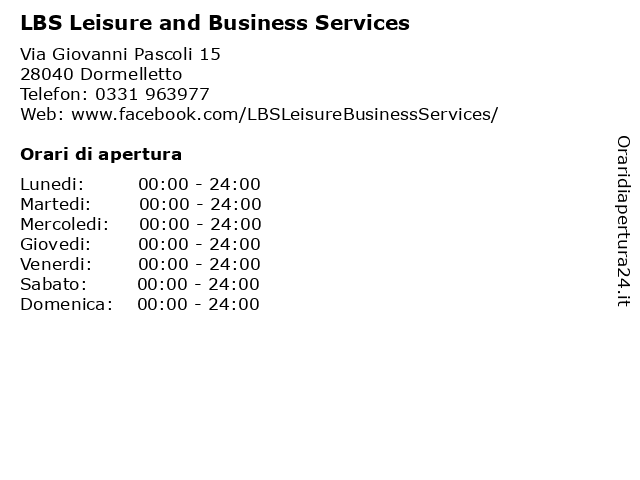 LBS Leisure and Business Services a Dormelletto: indirizzo e orari di apertura