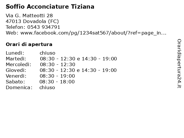 Soffio Acconciature Tiziana a Dovadola (FC): indirizzo e orari di apertura