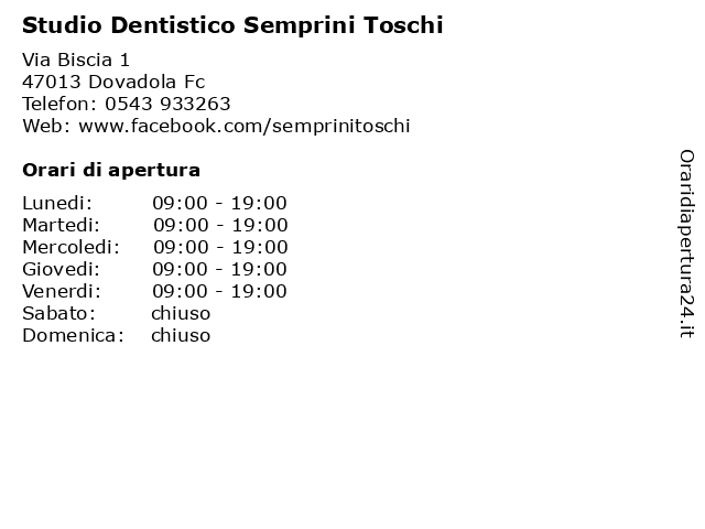 Studio Dentistico Semprini Toschi a Dovadola Fc: indirizzo e orari di apertura