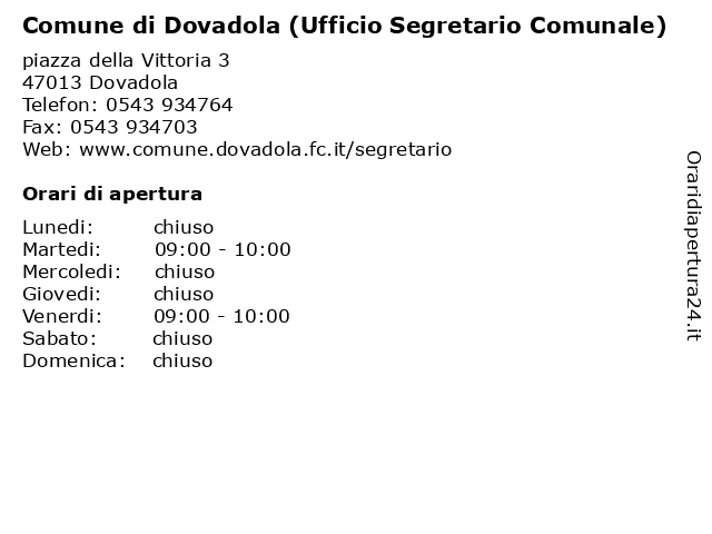 Comune di Dovadola (Ufficio Segretario Comunale) a Dovadola: indirizzo e orari di apertura