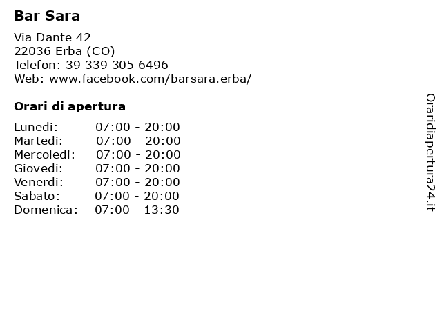 Bar Sara a Erba (CO): indirizzo e orari di apertura