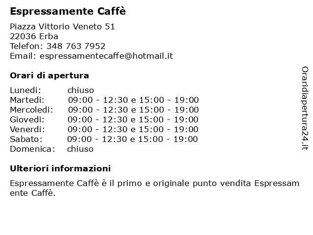 Espressamente Caffè a Erba: indirizzo e orari di apertura