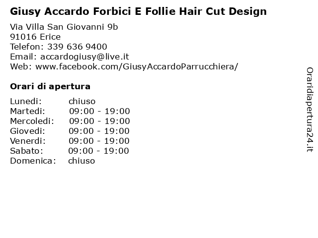 Giusy Accardo Forbici E Follie Hair Cut Design a Erice: indirizzo e orari di apertura