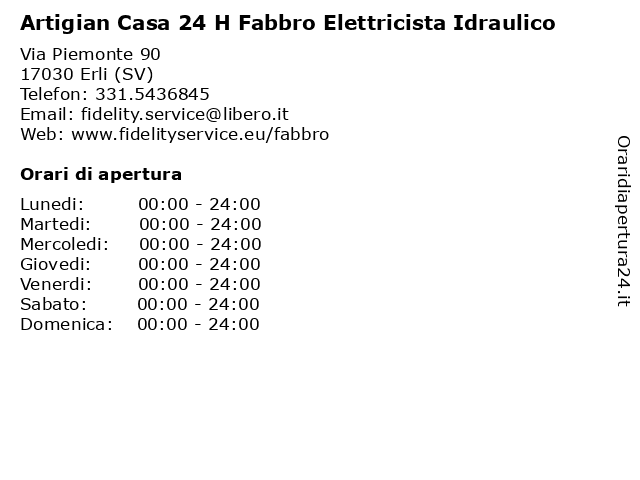 Artigian Casa 24 H Fabbro Elettricista Idraulico a Erli (SV): indirizzo e orari di apertura