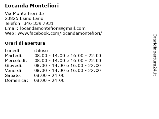 Locanda Montefiori a Esino Lario: indirizzo e orari di apertura