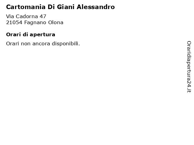 Cartomania Di Giani Alessandro a Fagnano Olona: indirizzo e orari di apertura