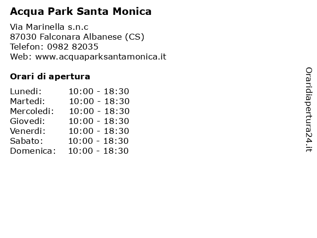 Acqua Park Santa Monica a Falconara Albanese (CS): indirizzo e orari di apertura