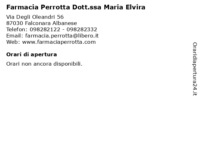 Farmacia Perrotta Dott.ssa Maria Elvira a Falconara Albanese: indirizzo e orari di apertura