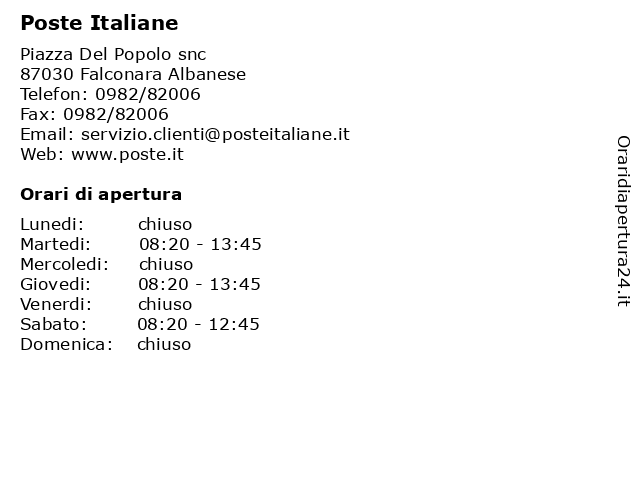 Poste Italiane a Falconara Albanese: indirizzo e orari di apertura